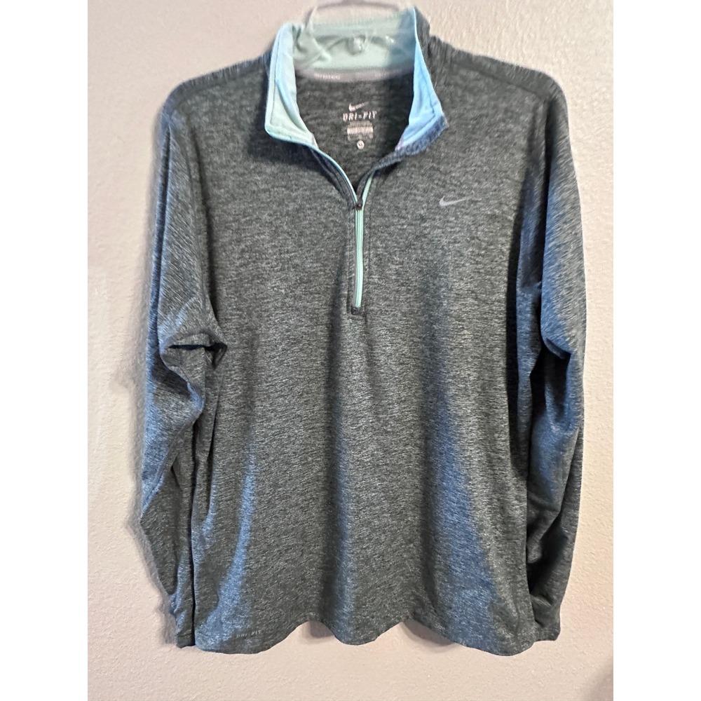 Nike‎ Dri-FIT XL Gray Long Sleeve 1/4 Zip Pullover Athletic Top